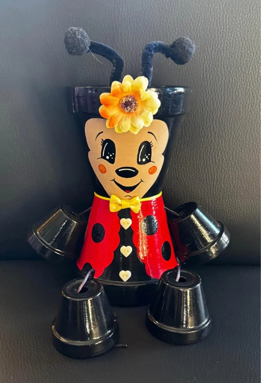 🐞 Pot décoration d'artisanat « fait main » Coccinelle Pétillante